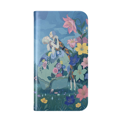🌸💙 The Lovers In The Enchanted Garden Flip Case – Art Deco Floral Romance