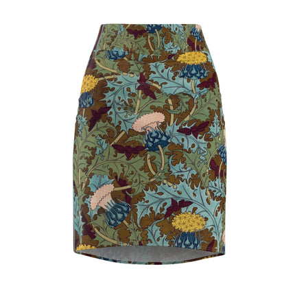 Crows, Cicadas and Thistles by Maurice Pillard Verneuil Women's Pencil Skirt (AOP)