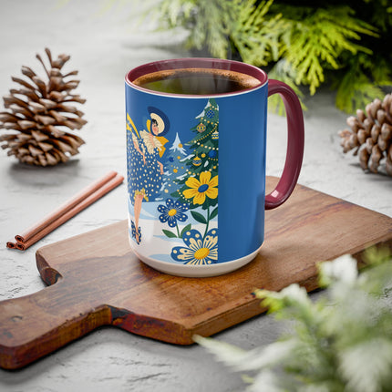 💙🌼 The Bluebell Christmas Promenade Colorful Mug – Art Deco Holiday Fantasy