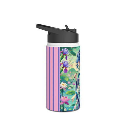 Fairy of the Koi Pond Stainless Steel Water Bottle, Standard Lid
