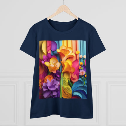 The Graceful Freesia Women's Midweight Cotton Tee