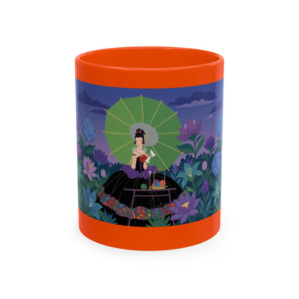🧶☂️ The Lady Of The Garden Knitting Circle Ceramic Mug – Art Deco Floral Whimsy
