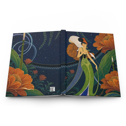 🌙🎭 The Lady Of The Midnight Masquerade Garden Hardcover Journal – Art Deco Pierrot Fantasy