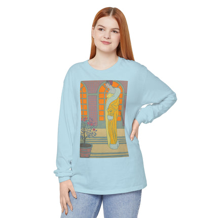 Sur Les Marches Du Jardin by Georges LePape Garment-dyed Long Sleeve T-Shirt