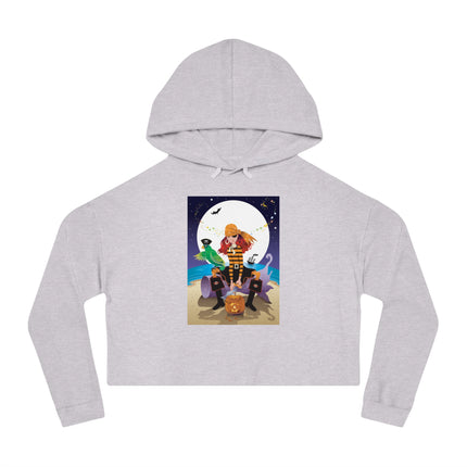 Moonlit Pirate Halloween Women’s Cropped Hooded Sweatshirt