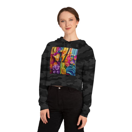 The Graceful Freesia Women’s Cropped Hooded Sweatshirt