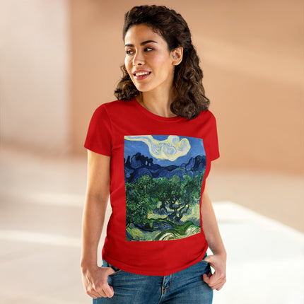 Olive Trees by Vincent Van Gogh Women's Midweight Cotton Tee