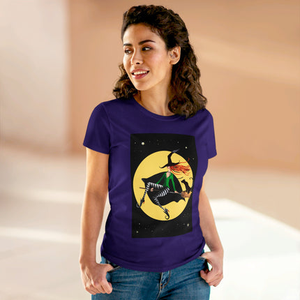 A Witch’s Moonlit Flight Women's Midweight Cotton Tee