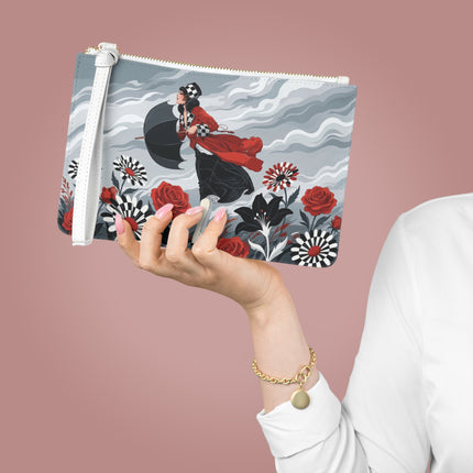 🌹☂️ The Lady In The Storm Clutch Bag – Art Deco Fashion Drama