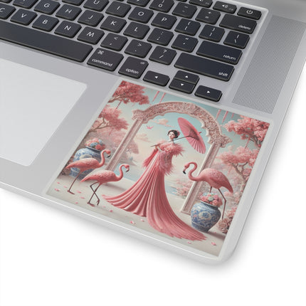 Petals, Porcelain, and Flamingos Kiss-Cut Stickers (4 Stickers)