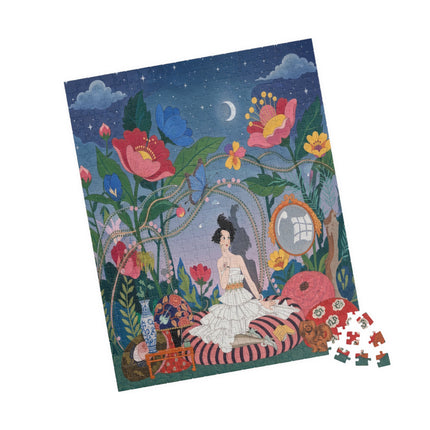 🌙🌺 The Lady Of The Midnight Garden Puzzle – Art Deco Floral Reverie