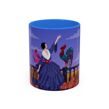 The Dawn Serenade Colorful Mug (11oz, 15oz) – Rooster Beauty, Morning Charm & Art Deco Elegance