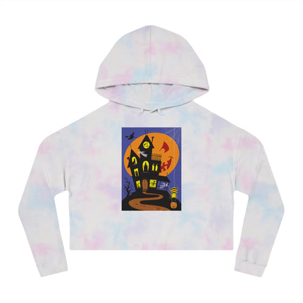 Halloween Night at the Haunted House Women’s Cropped Hooded Sweatshirt