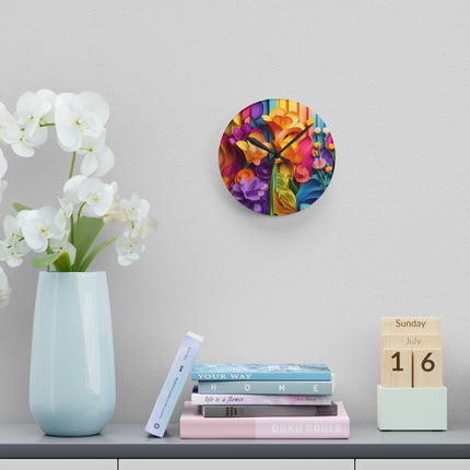 The Graceful Freesia Acrylic Wall Clock, Round and Square