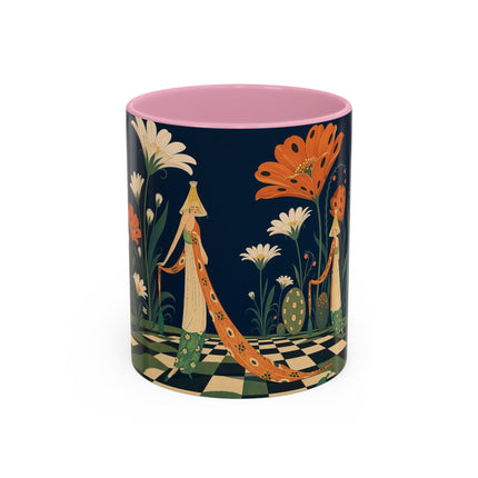 🌼🧡 The Midnight Floral Masquerade Colorful Mug – Art Deco Fashion Fantasy