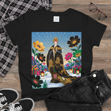 🌸✨ The Golden Garden Empress Cotton Tee – Asian-Inspired Floral Fantasy