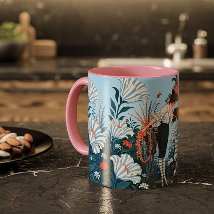 🎨💙 The Enchanted Garden Artist Colorful Mug – Art Deco Floral Whimsy