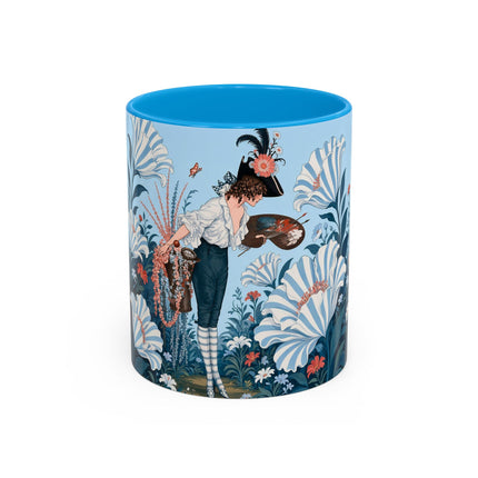 🎨💙 The Enchanted Garden Artist Colorful Mug – Art Deco Floral Whimsy