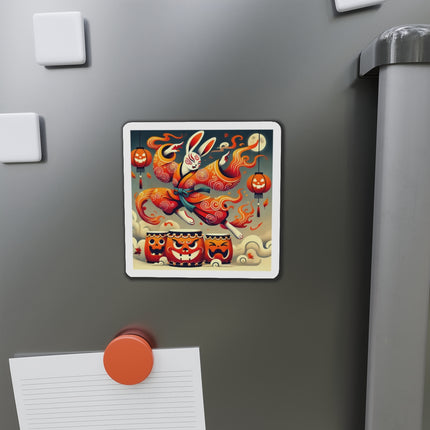 Jack-O’-Lantern Drums & The Kabuki Rabbit Die-Cut Magnets (4 Sizes)