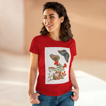 Blue Butterflies and Pomegranate Cotton Tee