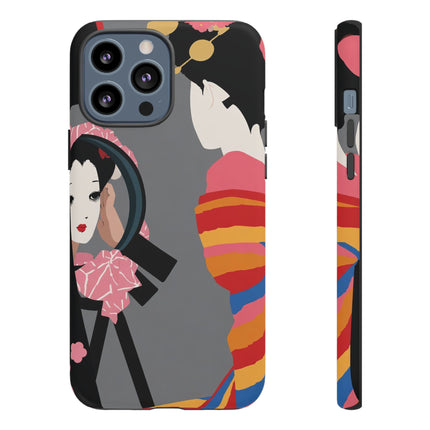 Geisha Mirror Phone Case – Elegant Reflection & Timeless Beauty