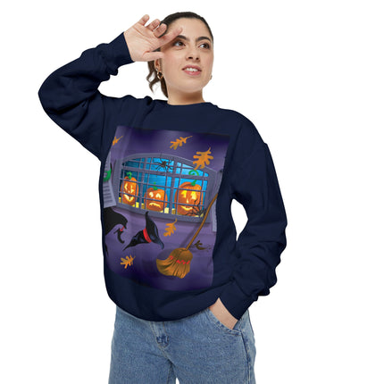 Whimsical Halloween Mischief Unisex Garment-Dyed Sweatshirt