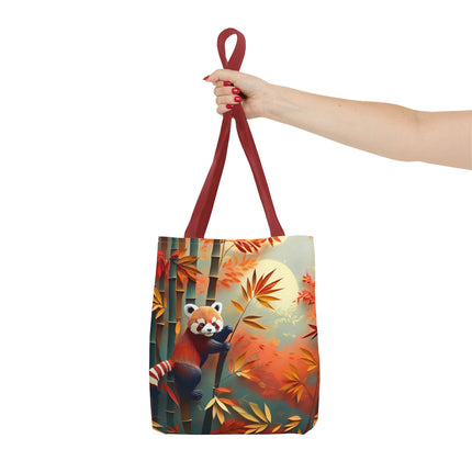 Red Panda at an Autumn Bamboo Grove Tote Bag (AOP)