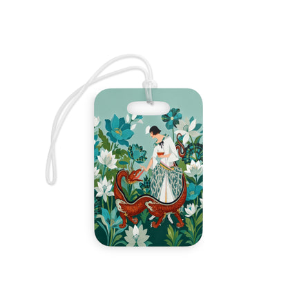 🐉🌿 The Dragon Keeper Luggage Tag – Art Deco Floral Fantasy