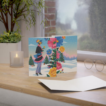 🌹🎄 The Lady Of The Christmas Rose Greeting Card – Art Deco Holiday Elegance