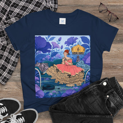 🌸🛋️ The Enchanted Garden Repose Cotton Tee – Art Deco Floral Whimsy