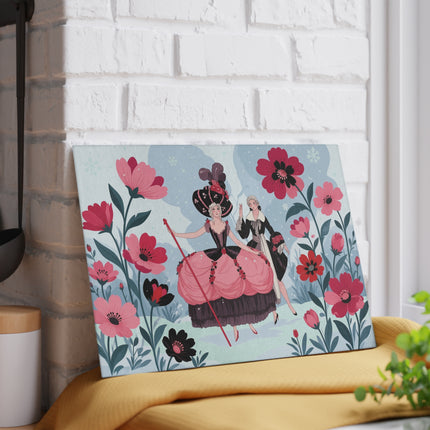 🌹❄️ The Ladies Of The Winter Rose Garden Glass Cutting Board – Art Deco Holiday Romance