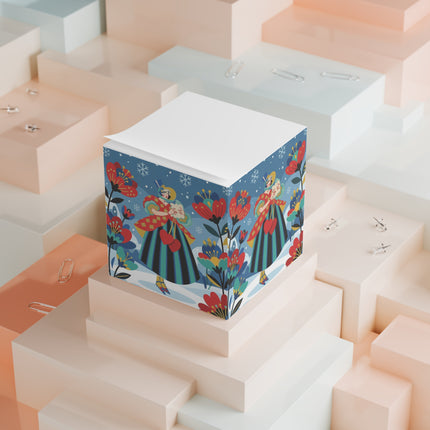 ❤️🕊️ The Winter Heart Messenger Note Cube – Art Deco Winter Enchantment