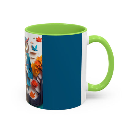 Owl at an Autumn Park Colorful Mugs (11oz, 15oz)