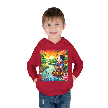 Sailor Kitten’s River Adventure Toddler Pullover Fleece Hoodie