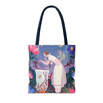🐠🌸 The Lady Of The Enchanted Aquarium Tote Bag – Art Deco Garden Fantasy