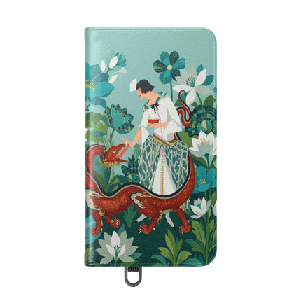 🐉🌿 The Dragon Keeper Flip Case – Art Deco Floral Fantasy
