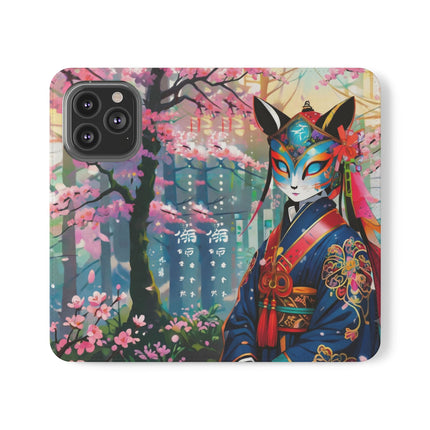🦊⚔️ Cyberpunk Samurai Maiden Flip Case – Neon Grace & Warrior Courage