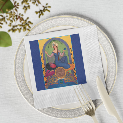 December & Tanzanite Zodiac White Coined Napkins