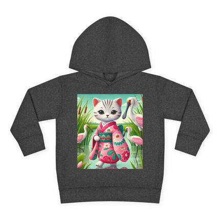 Geisha Kitten Strolls Among the Spoonbills Toddler Pullover Fleece Hoodie