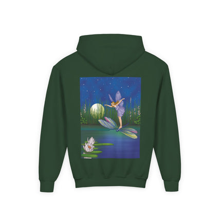 Fairy on a Dragonfly Youth Hooded Sweatshirt – Timeless Magic & Dreamlike Wonder