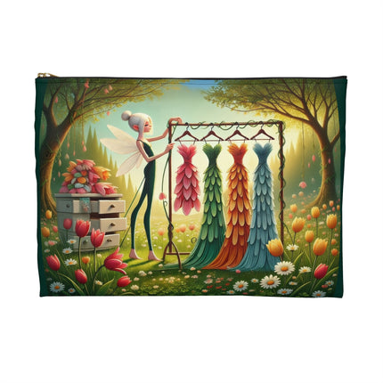 Tulip Wardrobe Flat Pouch – Botanical Couture & Whimsical Elegance