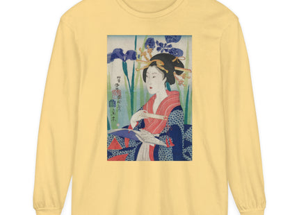 Woman with Bookmark and Book Garment-dyed Long Sleeve T-Shirt