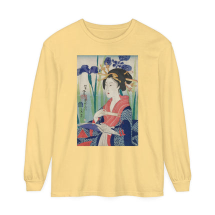 Woman with Bookmark and Book Garment-dyed Long Sleeve T-Shirt