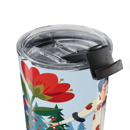 🌹🎄 The Lady Of The Christmas Bloom Tumbler – Art Deco Holiday Elegance