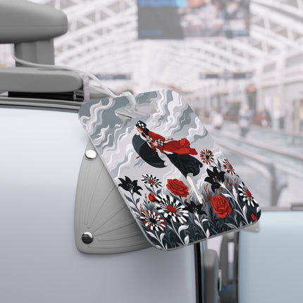 🌹☂️ The Lady In The Storm Luggage Tag – Art Deco Floral Drama