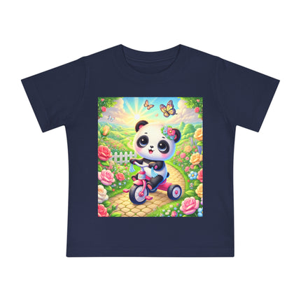 Panda’s Garden Ride Baby T-Shirt – Playful Adventure in Bloom