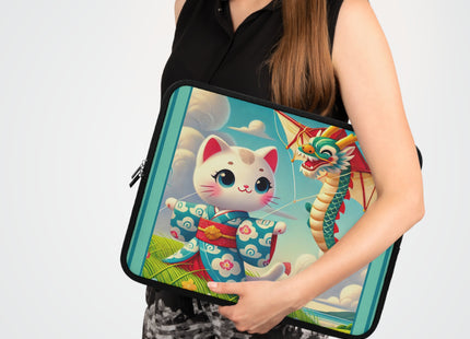 Geisha Kitten and the Dragon Kite Laptop Sleeve