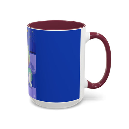Wishes Beneath the Comet Sky Colorful Mug (11oz, 15oz) – Celestial Magic, Art Deco Elegance & Dreamy Wonder