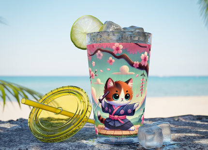Samurai Kitten Sunsplash Tumbler with Straw, 16oz