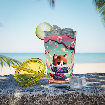 Samurai Kitten Sunsplash Tumbler with Straw, 16oz